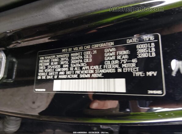 YV4A22PL2H1149703 2017 VOLVO XC90 Черный Вид подкапотного пространства
