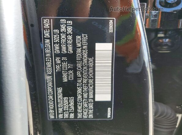 YV4L12UJ2S2607465 2025 VOLVO XC40 Black Widok naklejki z numerem VIN