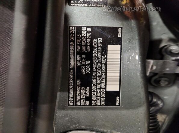 YV4L12WK1T2170291 2026 VOLVO V60 Gray Widok naklejki z numerem VIN
