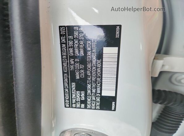 YV4L12WL8S2147808 2025 VOLVO V60 White Widok naklejki z numerem VIN