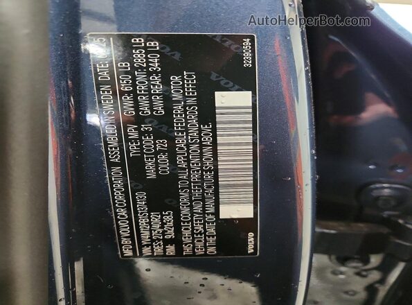 YV4M12PB1S1374130 2025 VOLVO XC90 Синий Вид наклейки с VIN-кодом