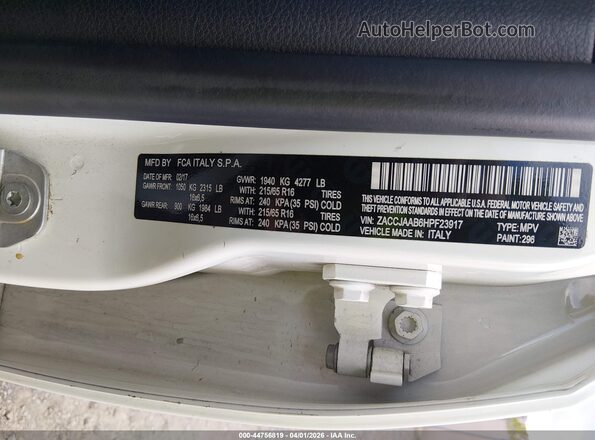 ZACCJAAB6HPF23917 2017 JEEP RENEGADE Белый Вид подкапотного пространства