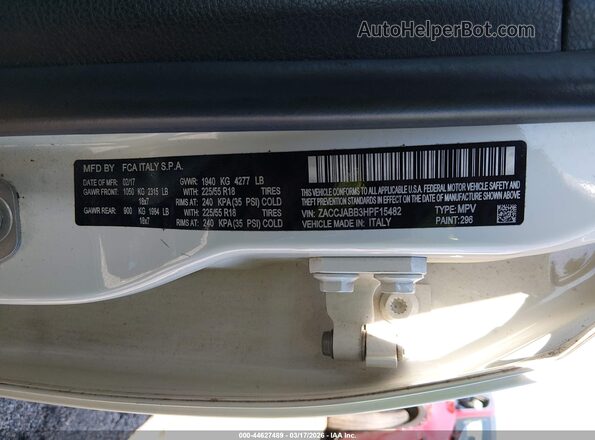 ZACCJABB3HPF15482 2017 JEEP RENEGADE Белый Вид подкапотного пространства