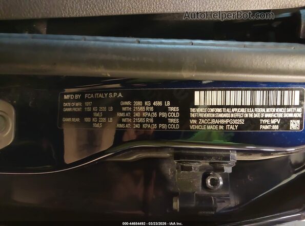 ZACCJBAH8HPG30252 2017 JEEP RENEGADE Синий Вид подкапотного пространства
