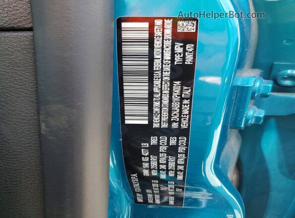 ZACNJABB1KPK40014 2019 JEEP RENEGADE Бирюзовый Вид наклейки с VIN-кодом