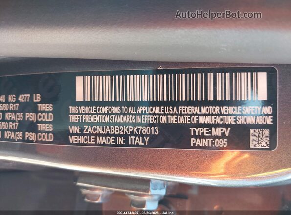 ZACNJABB2KPK78013 2019 JEEP RENEGADE Gray Widok komory silnika