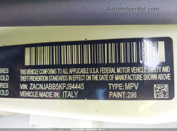 ZACNJABB5KPJ94445 2019 JEEP RENEGADE Белый Вид подкапотного пространства