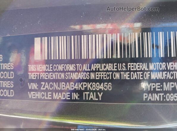ZACNJBAB4KPK89456 2019 JEEP RENEGADE Коричневый Вид подкапотного пространства