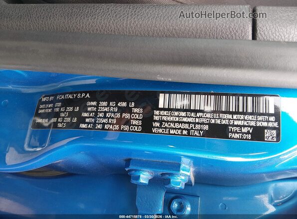 ZACNJBAB8LPL88198 2020 JEEP RENEGADE Blue Widok komory silnika