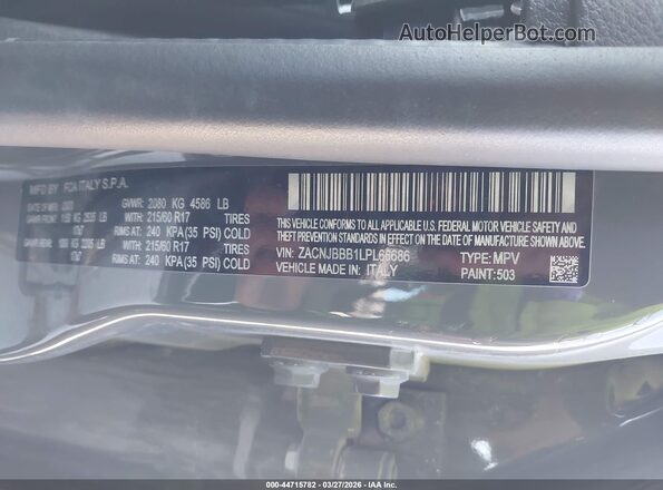 ZACNJBBB1LPL66686 2020 JEEP RENEGADE Серый Вид подкапотного пространства
