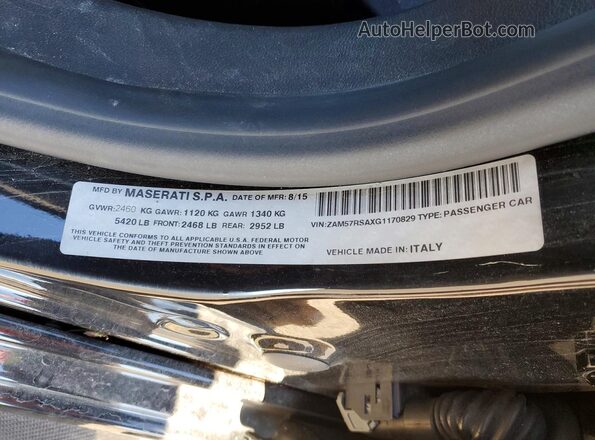 ZAM57RSAXG1170829 2016 MASERATI GHIBLI Черный Вид подкапотного пространства