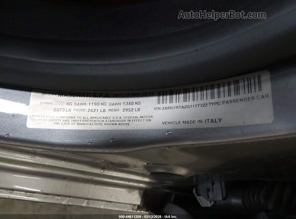 ZAM57RTA2G1177322 2016 MASERATI GHIBLI Gray ძრავის განყოფილების ხედი