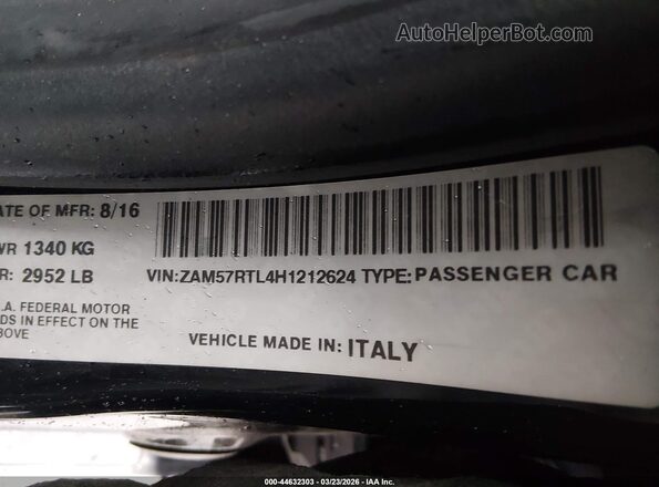 ZAM57RTL4H1212624 2017 MASERATI GHIBLI Black Engine compartment view