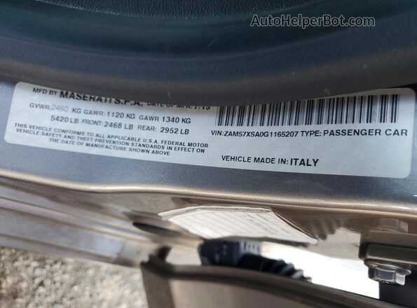 ZAM57XSA0G1165207 2016 MASERATI GHIBLI Gray Widok komory silnika