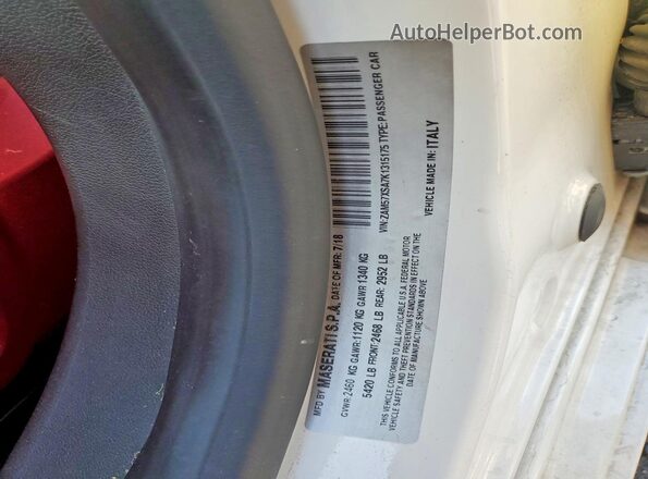 ZAM57XSA7K1315175 2019 MASERATI GHIBLI Белый Вид подкапотного пространства