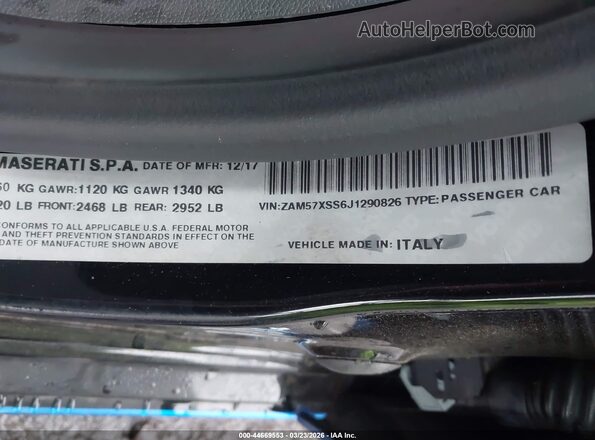 ZAM57XSS6J1290826 2018 MASERATI GHIBLI Синий Вид подкапотного пространства