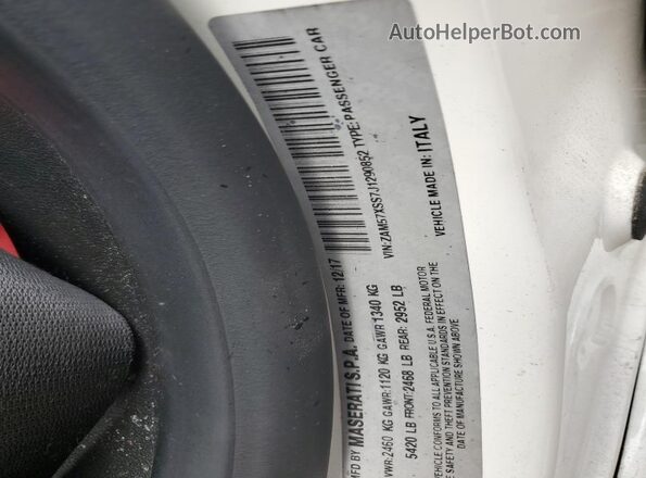 ZAM57XSS7J1290852 2018 MASERATI GHIBLI White Շարժիչի բաժամունքի տեսք