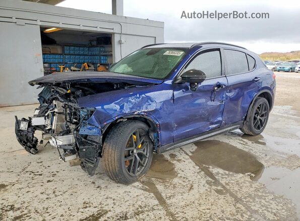 ZASPAJAN9K7C68980 2019 ALFA ROMEO STELVIO Blue წინა მარცხენა ხედი სამი მეოთხედიდან