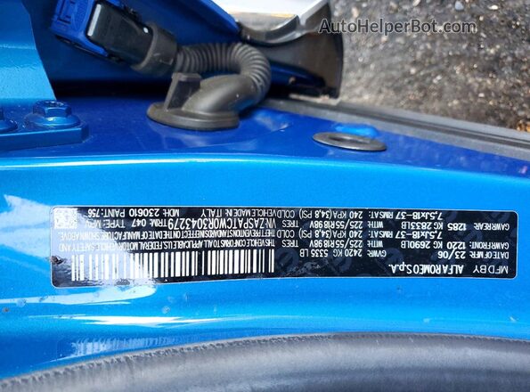 ZASPATCW0R3043279 2024 ALFA ROMEO OTHER Blue Vista del compartimento del motor