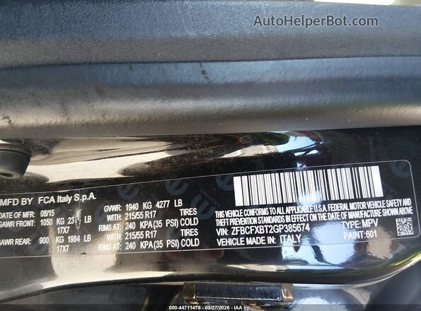 ZFBCFXBT2GP385674 2016 FIAT 500X Black Widok komory silnika