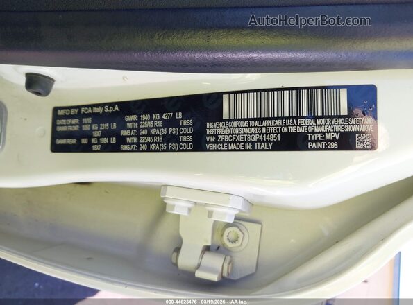 ZFBCFXET8GP414851 2016 FIAT 500X Белый Вид подкапотного пространства