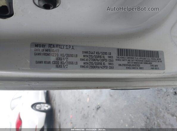 ZFBERFABXJ6H92631 2018 RAM PROMASTER CITY Белый Вид подкапотного пространства