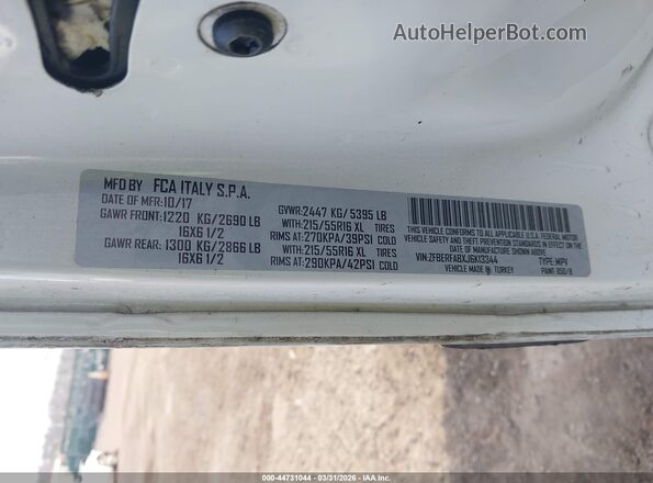 ZFBERFABXJ6K13344 2018 RAM PROMASTER CITY Белый Вид подкапотного пространства