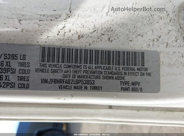 ZFBHRFAB2L6P53853 2020 RAM PROMASTER CITY Белый Вид подкапотного пространства