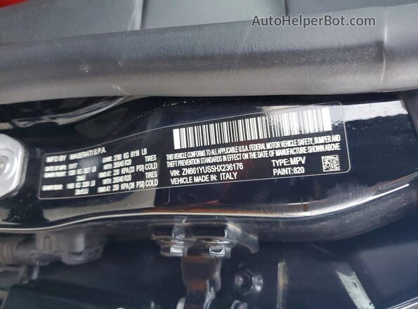 ZN661YUS5HX236176 2017 MASERATI LEVANTE Черный Вид наклейки с VIN-кодом