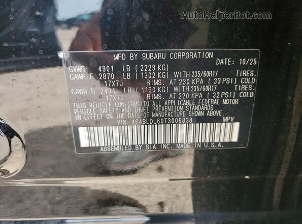 4S4SLDL60T3006838 2026 SUBARU FORESTER Черный Панорамный вид салона 360°