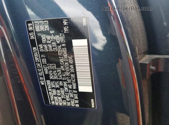 YV4A22PLXK1442899 2019 VOLVO XC90 Blue Widok wnętrza 360 stopni