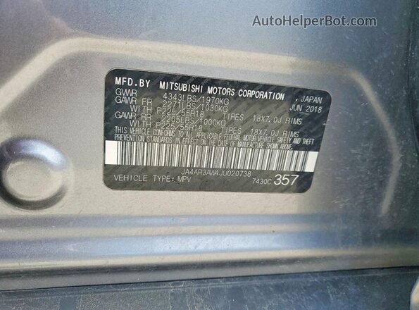 JA4AR3AW4JU020738 2018 MITSUBISHI OUTLANDER Gray Widok wnętrza 360 stopni