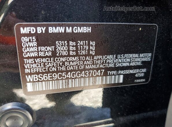 WBS6E9C54GG437047 2016 BMW M6 Черный Вид наклейки с VIN-кодом