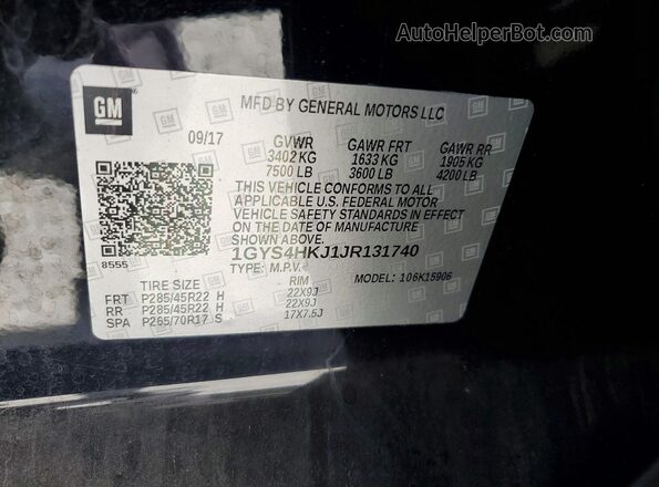 1GYS4HKJ1JR131740 2018 CADILLAC ESCALADE Черный Панорамный вид салона 360°