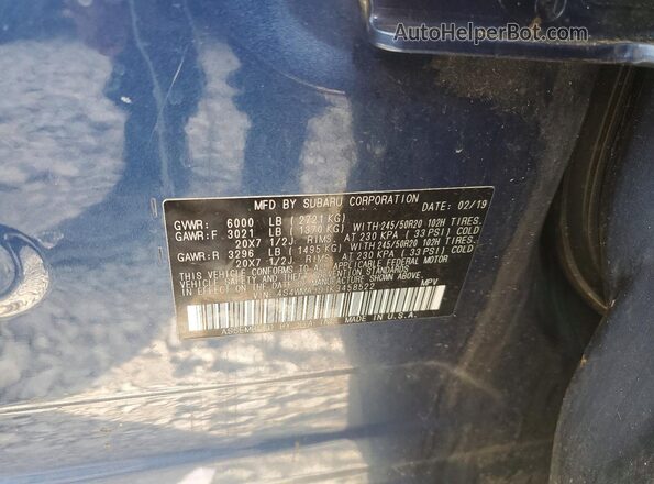 4S4WMAJD1K3458522 2019 SUBARU ASCENT Blue Панорамний вид салону 360°