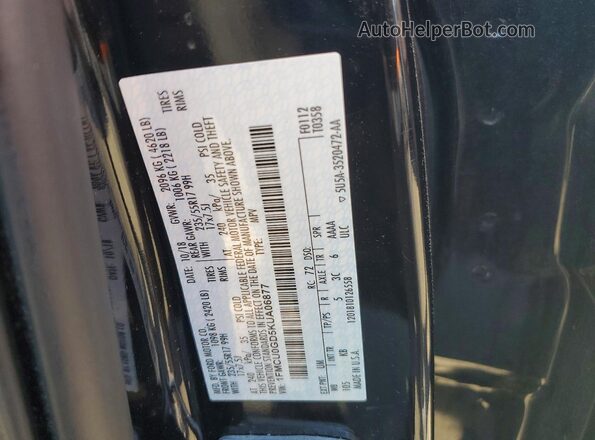 1FMCU0GD5KUA06877 2019 FORD ESCAPE Черный Вид наклейки с VIN-кодом