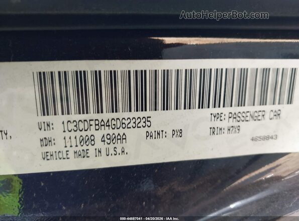 1C3CDFBA4GD623235 2016 DODGE DART Black Widok komory silnika