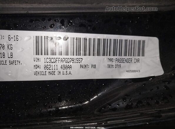 1C3CDFFA7GD791557 2016 DODGE DART Black Вид підкапотного простору