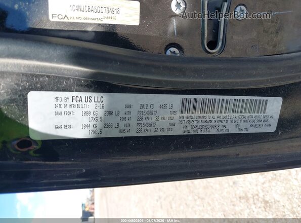 1C4NJCBA5GD704918 2016 JEEP COMPASS Black Vista del compartimento del motor