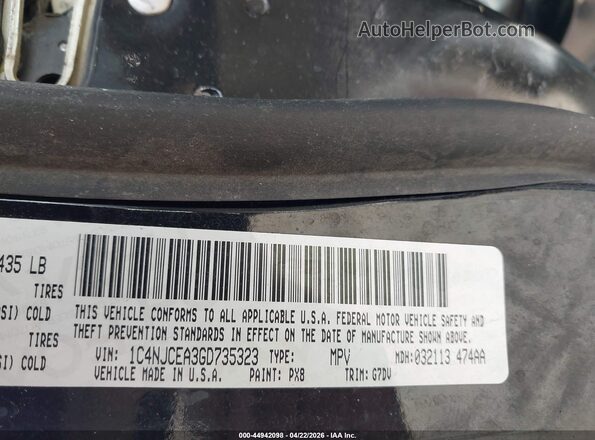 1C4NJCEA3GD735323 2016 JEEP COMPASS Черный Вид подкапотного пространства