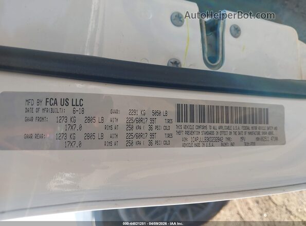 1C4PJLLB3KD232842 2019 JEEP CHEROKEE Белый Вид подкапотного пространства