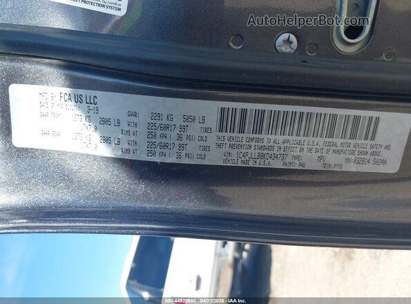 1C4PJLLB8KD434737 2019 JEEP CHEROKEE Black Вид підкапотного простору