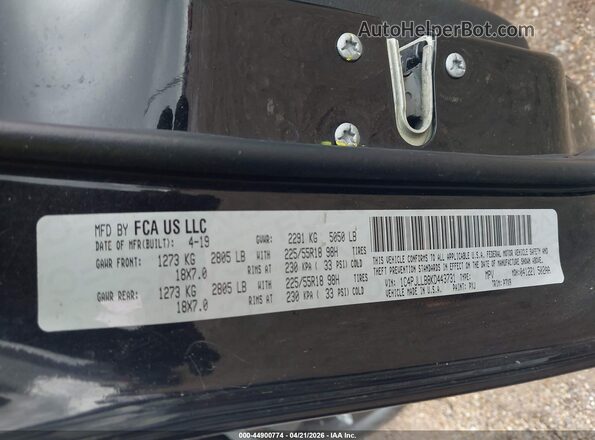 1C4PJLLB8KD443731 2019 JEEP CHEROKEE Черный Вид подкапотного пространства