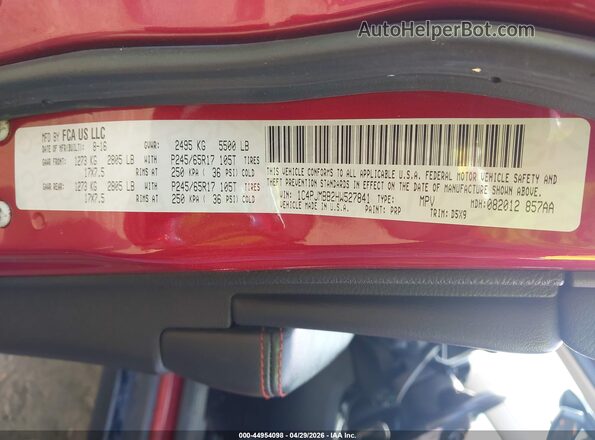 1C4PJMBB2HW527841 2017 JEEP CHEROKEE Красный Вид подкапотного пространства