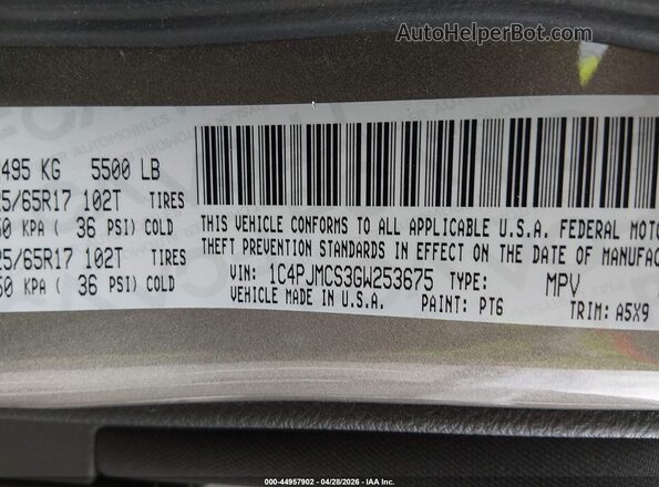 1C4PJMCS3GW253675 2016 JEEP CHEROKEE Cream Widok komory silnika