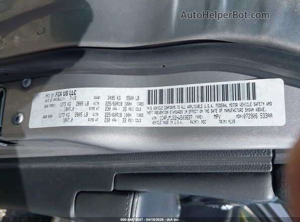 1C4PJMJS2HW503637 2017 JEEP CHEROKEE Серебряный Вид подкапотного пространства
