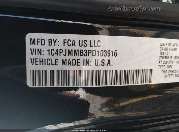 1C4PJMMB3PD103916 2023 JEEP CHEROKEE Черный Вид подкапотного пространства