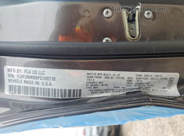 1C4PJMMB6PD100718 2023 JEEP CHEROKEE Серый Вид наклейки с VIN-кодом