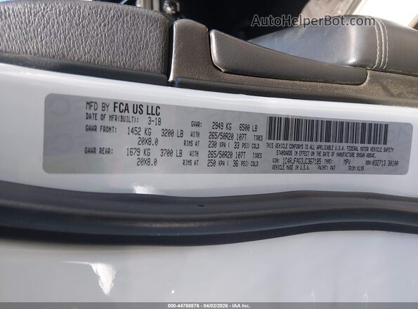 1C4RJFAG3JC367185 2018 JEEP GRAND CHEROKEE Белый Вид подкапотного пространства