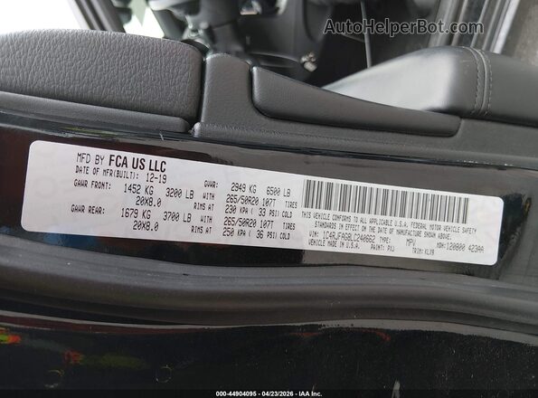 1C4RJFAG8LC240662 2020 JEEP GRAND CHEROKEE Черный Вид подкапотного пространства